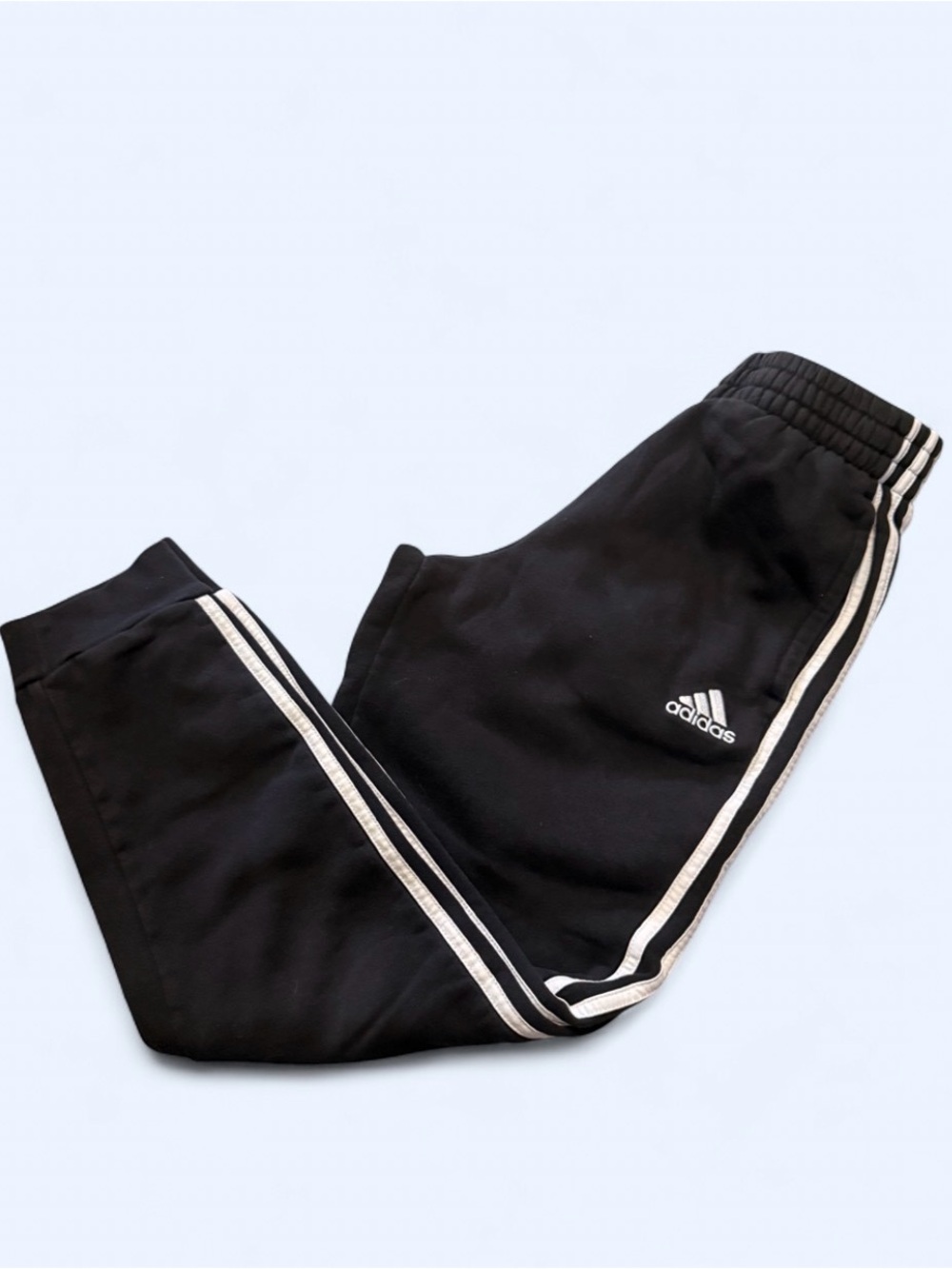 adidas Black Jogger Pants with White Three-Stripe